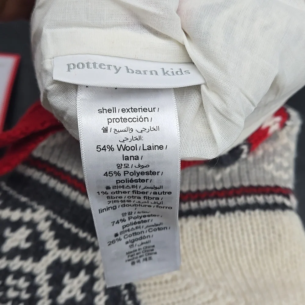 NEW COOPER Pottery Barn Christmas Holiday Stocking Wool Blend Fair Isle